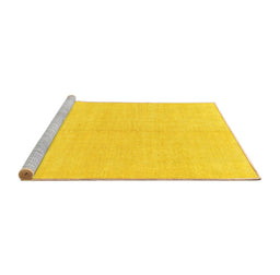 Sideview of Machine Washable Solid Yellow Modern Rug, wshabs1593yw