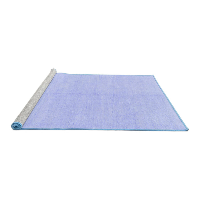 Sideview of Machine Washable Solid Blue Modern Rug, wshabs1593blu