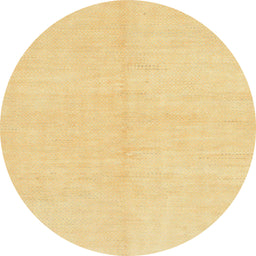 Round Abstract Chrome Gold Yellow Solid Rug, abs1593