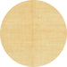 Round Abstract Chrome Gold Yellow Solid Rug, abs1593