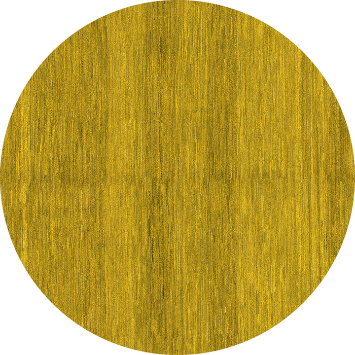 Round Abstract Yellow Modern Rug, abs1594yw