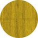 Round Abstract Yellow Modern Rug, abs1594yw