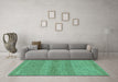 Machine Washable Abstract Turquoise Modern Area Rugs in a Living Room,, wshabs1594turq