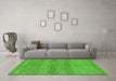 Machine Washable Abstract Green Modern Area Rugs in a Living Room,, wshabs1594grn