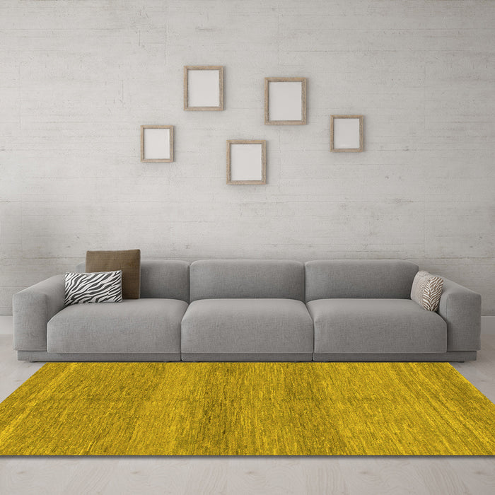 Machine Washable Abstract Yellow Modern Rug in a Living Room, wshabs1594yw