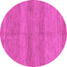 Round Machine Washable Abstract Pink Modern Rug, wshabs1594pnk