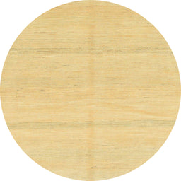Round Abstract Chrome Gold Yellow Solid Rug, abs1595