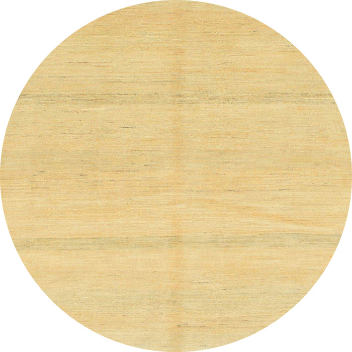 Round Abstract Chrome Gold Yellow Solid Rug, abs1595