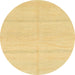 Round Abstract Chrome Gold Yellow Solid Rug, abs1595