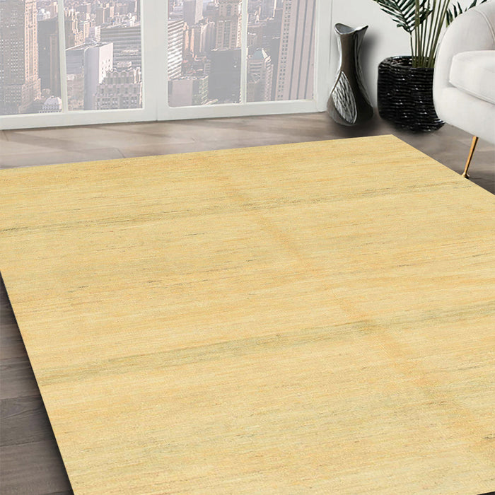 Abstract Chrome Gold Yellow Solid Rug in Family Room, abs1595