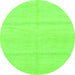 Round Machine Washable Solid Green Modern Area Rugs, wshabs1595grn