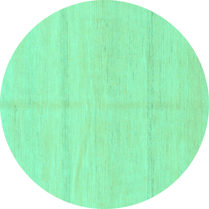 Round Machine Washable Solid Turquoise Modern Area Rugs, wshabs1595turq