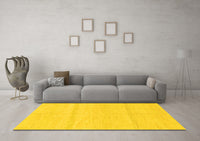 Machine Washable Solid Yellow Modern Rug, wshabs1595yw