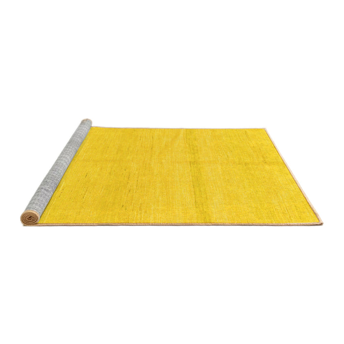 Sideview of Machine Washable Solid Yellow Modern Rug, wshabs1595yw