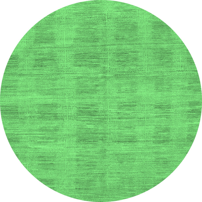 Round Machine Washable Solid Emerald Green Modern Area Rugs, wshabs1596emgrn