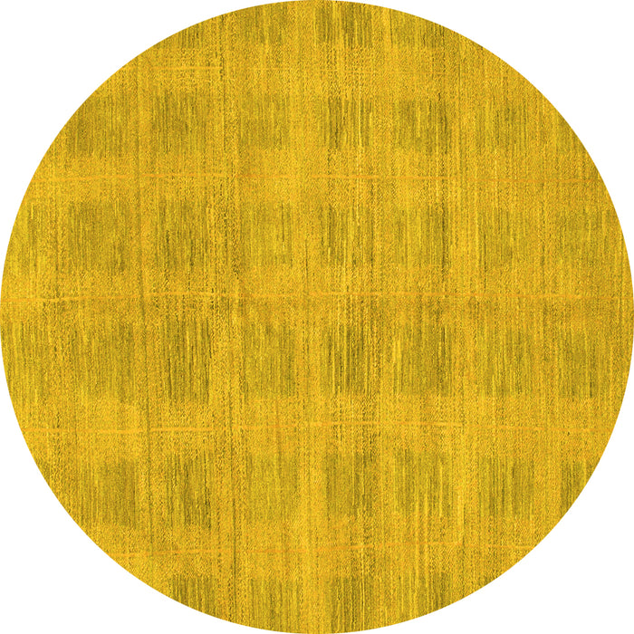 Round Solid Yellow Modern Rug, abs1596yw