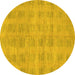 Round Solid Yellow Modern Rug, abs1596yw