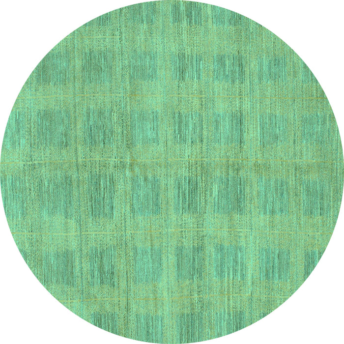 Round Machine Washable Solid Turquoise Modern Area Rugs, wshabs1596turq