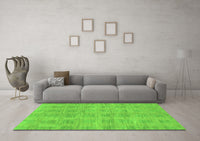 Machine Washable Solid Green Modern Rug, wshabs1596grn