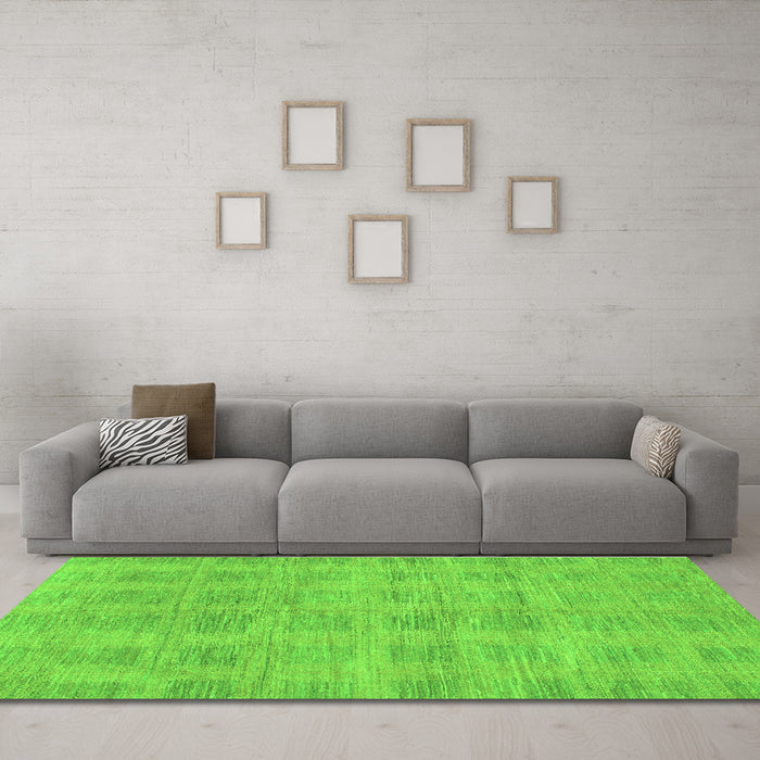 Machine Washable Solid Green Modern Area Rugs in a Living Room,, wshabs1596grn
