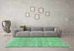 Machine Washable Solid Turquoise Modern Area Rugs in a Living Room,, wshabs1596turq