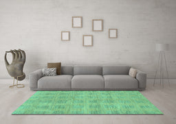 Machine Washable Solid Turquoise Modern Area Rugs in a Living Room,, wshabs1596turq