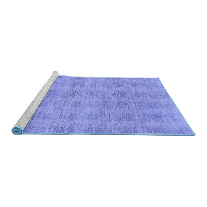 Sideview of Machine Washable Solid Blue Modern Rug, wshabs1596blu