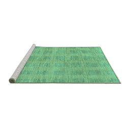 Sideview of Machine Washable Solid Turquoise Modern Area Rugs, wshabs1596turq