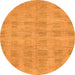 Round Machine Washable Solid Orange Modern Area Rugs, wshabs1596org