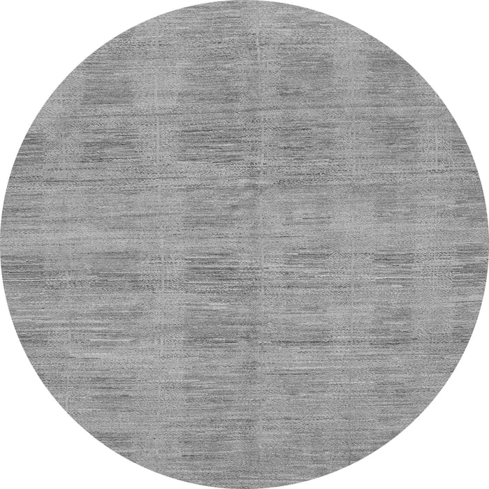 Round Machine Washable Solid Gray Modern Rug, wshabs1596gry