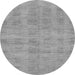 Round Machine Washable Solid Gray Modern Rug, wshabs1596gry