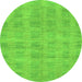 Round Machine Washable Solid Green Modern Area Rugs, wshabs1596grn