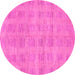 Round Machine Washable Solid Pink Modern Rug, wshabs1596pnk