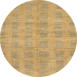 Round Abstract Orange Solid Rug, abs1596