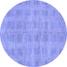 Round Machine Washable Solid Blue Modern Rug, wshabs1596blu