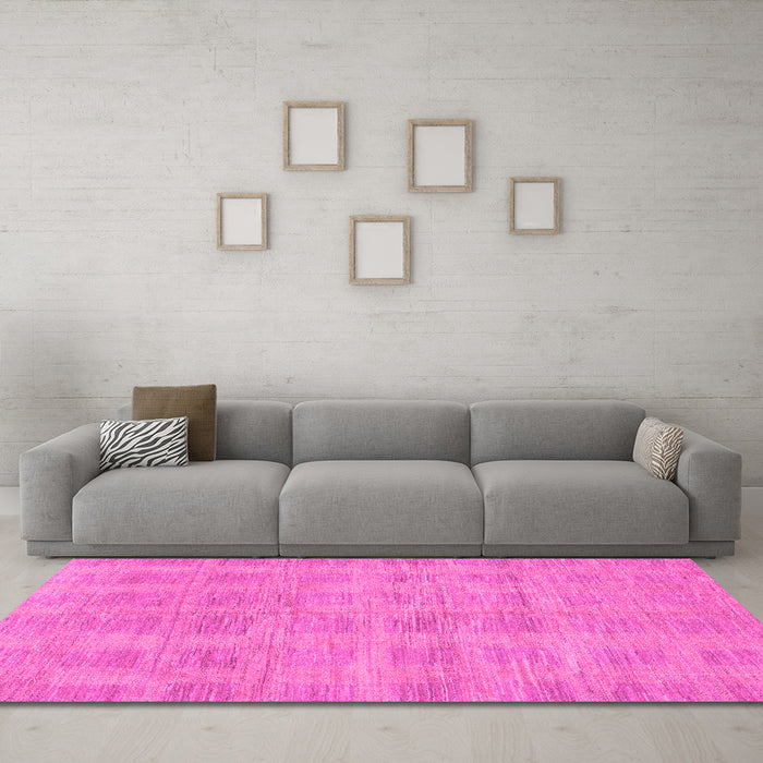 Machine Washable Solid Pink Modern Rug in a Living Room, wshabs1596pnk