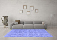 Machine Washable Solid Blue Modern Rug, wshabs1596blu