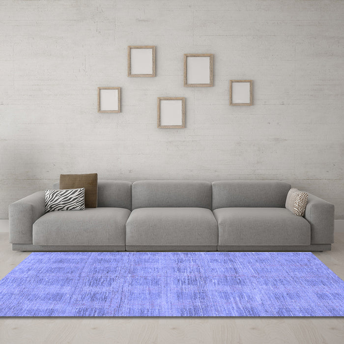 Machine Washable Solid Blue Modern Rug in a Living Room, wshabs1596blu