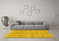 Machine Washable Solid Yellow Modern Rug, wshabs1596yw