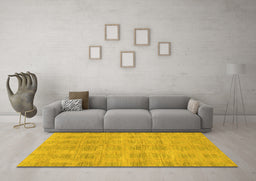 Machine Washable Solid Yellow Modern Rug in a Living Room, wshabs1596yw