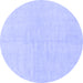 Round Machine Washable Solid Blue Modern Rug, wshabs1597blu