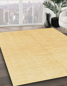 Abstract Chrome Gold Yellow Solid Rug in Family Room, abs1597