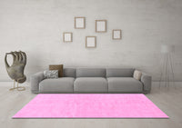 Machine Washable Solid Pink Modern Rug, wshabs1597pnk