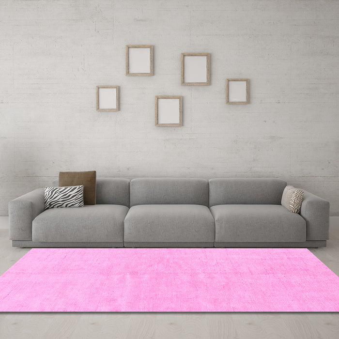 Machine Washable Solid Pink Modern Rug in a Living Room, wshabs1597pnk