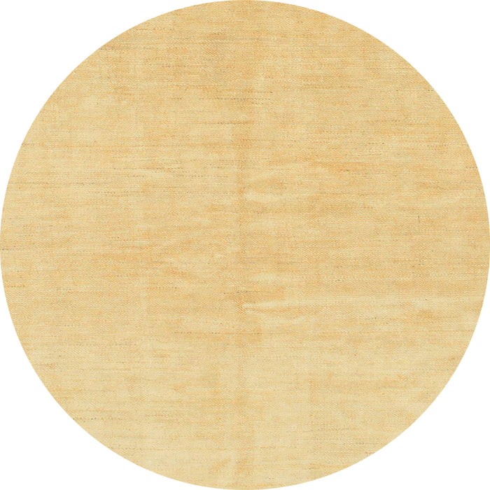 Round Abstract Chrome Gold Yellow Solid Rug, abs1597