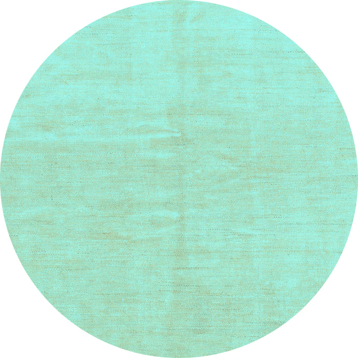 Round Machine Washable Solid Light Blue Modern Rug, wshabs1597lblu