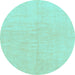 Round Machine Washable Solid Light Blue Modern Rug, wshabs1597lblu