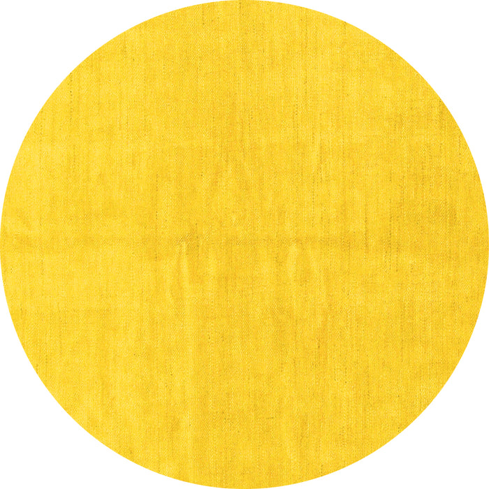 Round Solid Yellow Modern Rug, abs1597yw