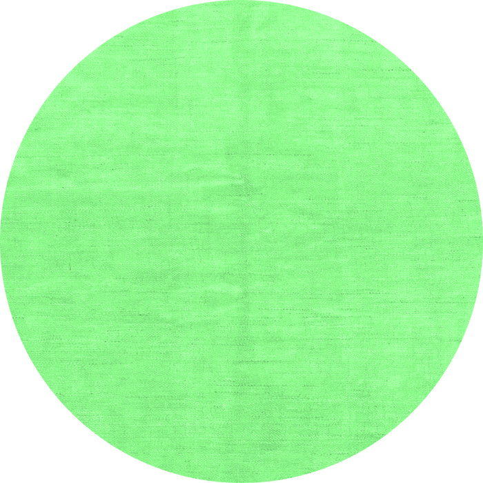 Round Machine Washable Solid Emerald Green Modern Area Rugs, wshabs1597emgrn