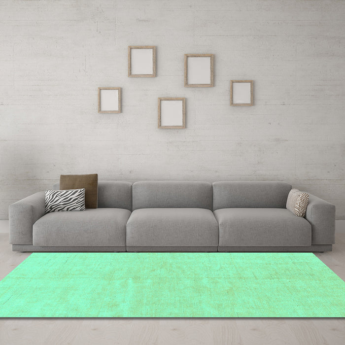 Machine Washable Solid Turquoise Modern Area Rugs in a Living Room,, wshabs1597turq